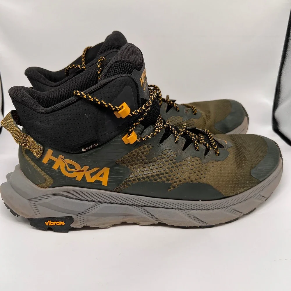 Hoka Trail Code Mid GTX Mens 12 Olive Green GORE-TEX Hiking Boots shoes Walking